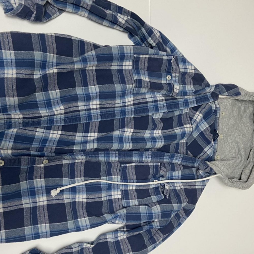 Forever 21 blue and white plaid flannel hoodie #flannel #plaid